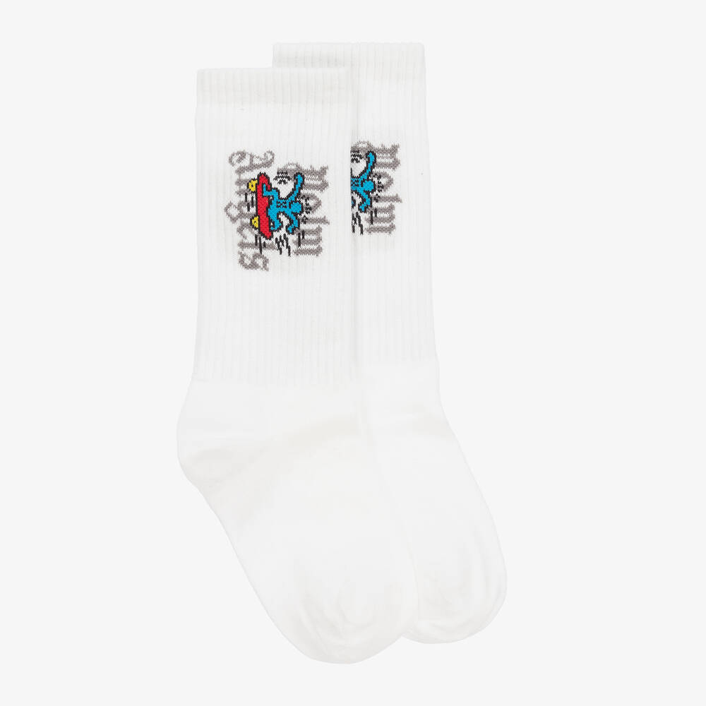 Palm Angels - Boys White Keith Haring Cotton Socks | Childrensalon