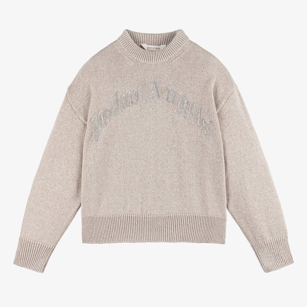 Palm Angels - Girls Beige Wool & Cashmere Sweater | Childrensalon