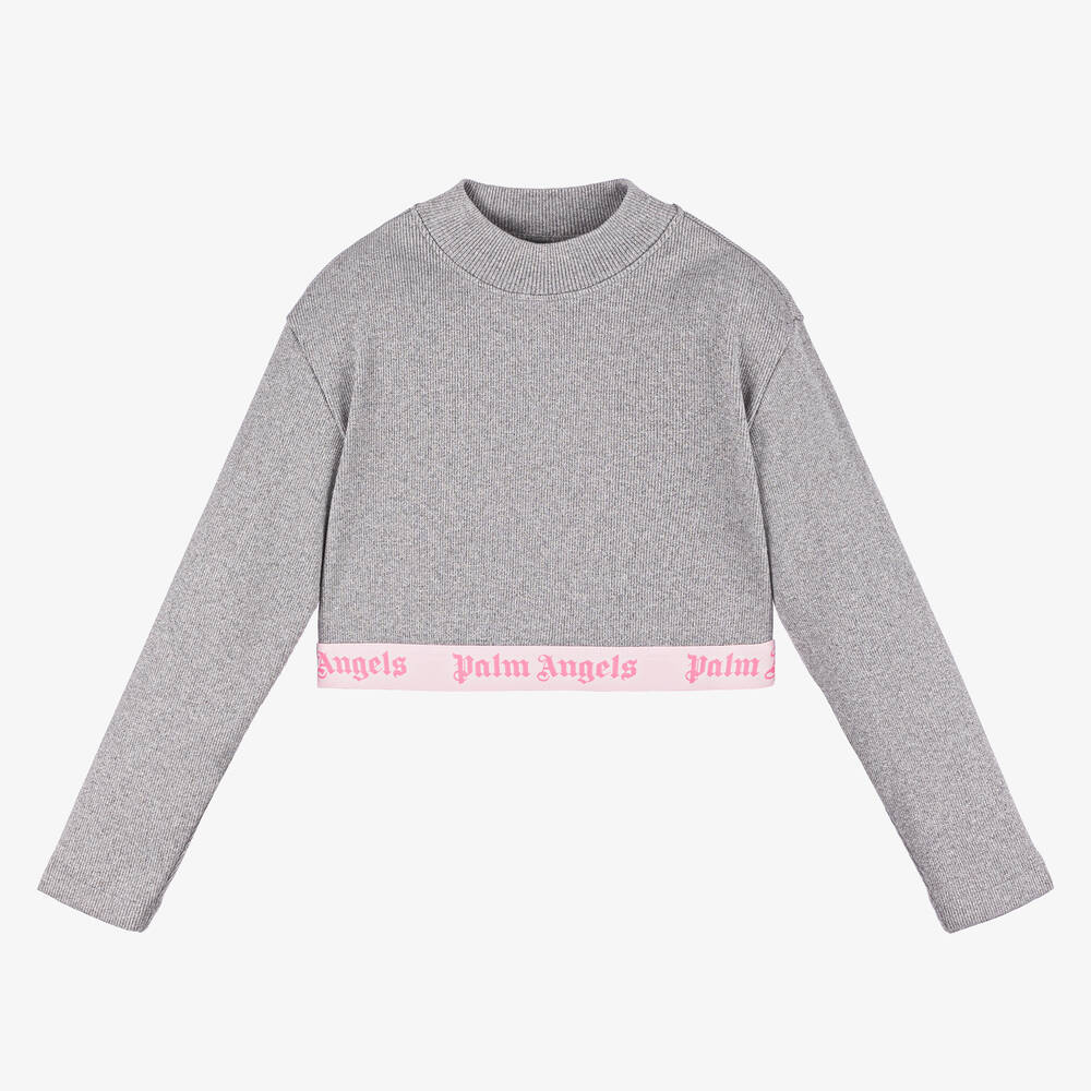 Palm Angels - Girls Glittery Silver Cotton Sweater | Childrensalon