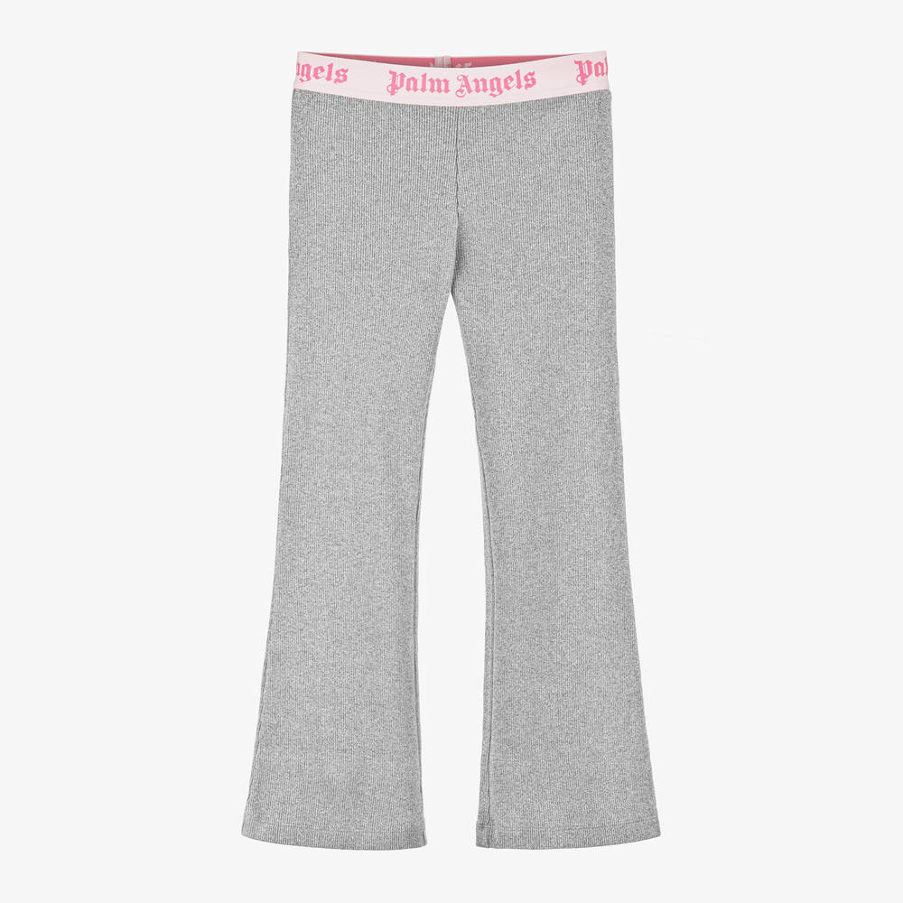 Palm Angels - Girls Grey Glittery Flared Trousers  | Childrensalon