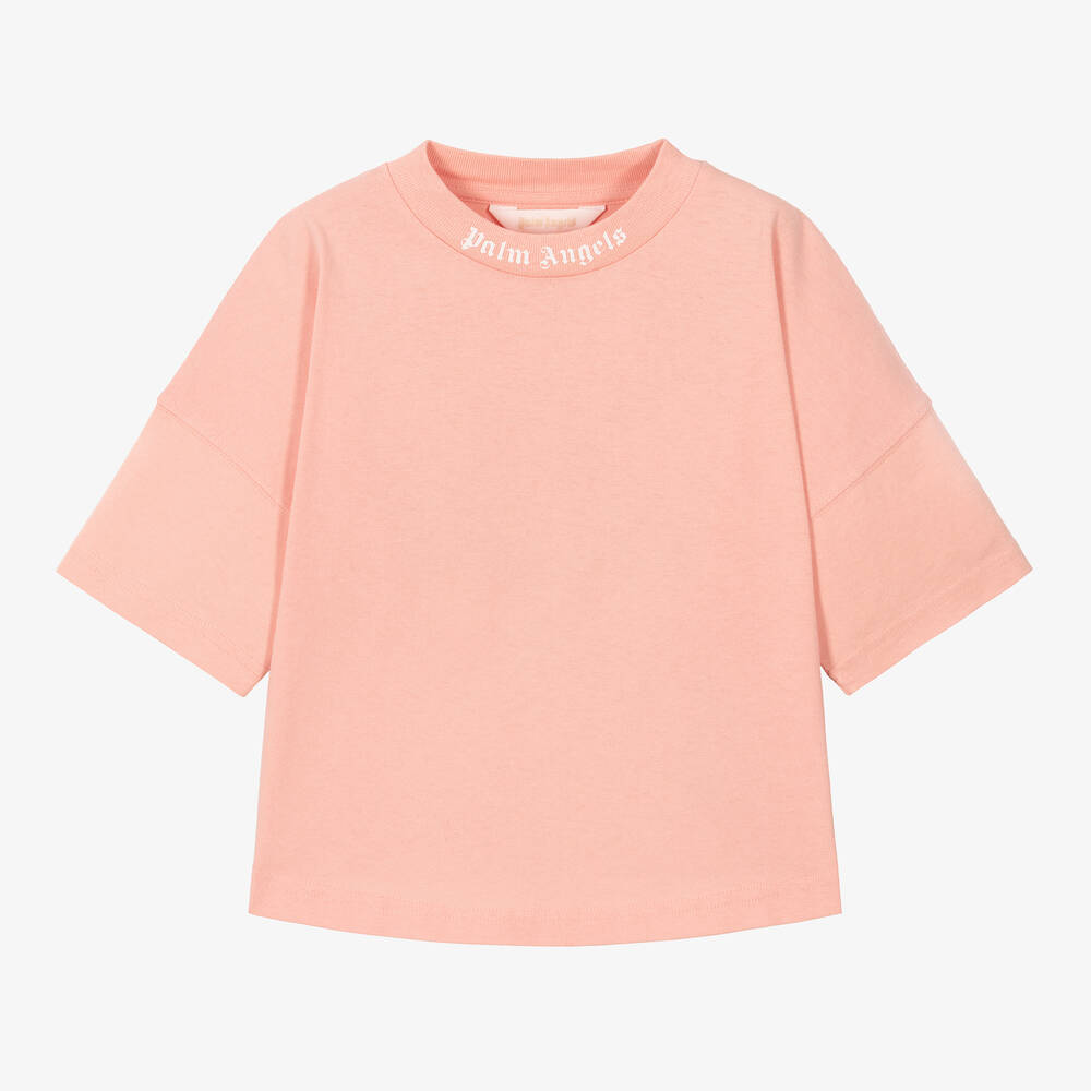 Palm Angels - T-shirt rose pâle en coton | Childrensalon