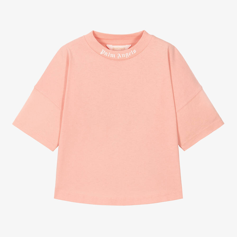 Palm Angels - Pink Cotton Crew Neck T-Shirt | Childrensalon