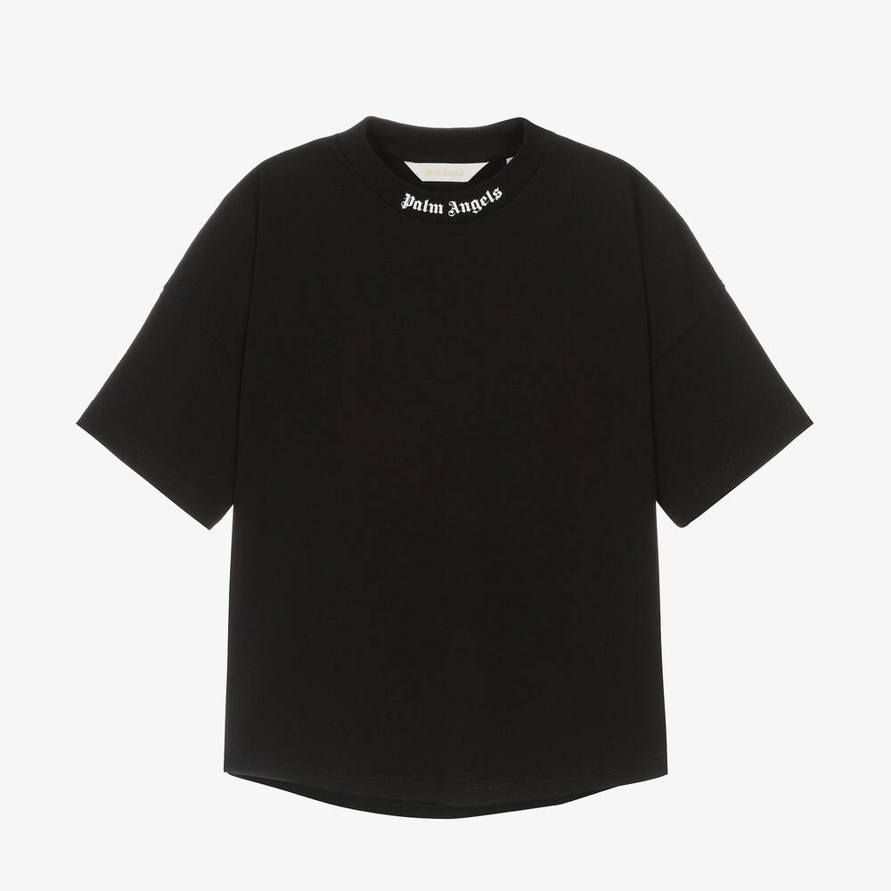 Shop Palm Angels Teen Black Cotton T-shirt