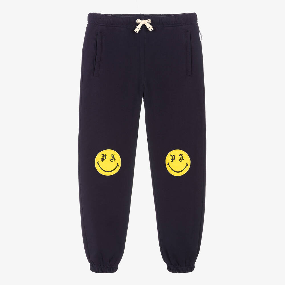 PALM ANGELS TEEN BLUE SMILEY LOGO JOGGERS