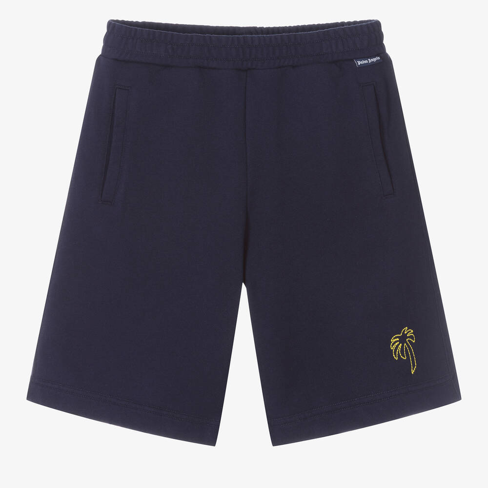 Palm Angels Teen Boys Navy Blue Cotton Shorts