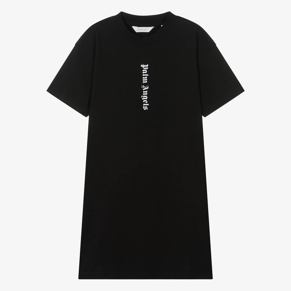 Palm Angels Teen Girls Black Cotton T-shirt Dress