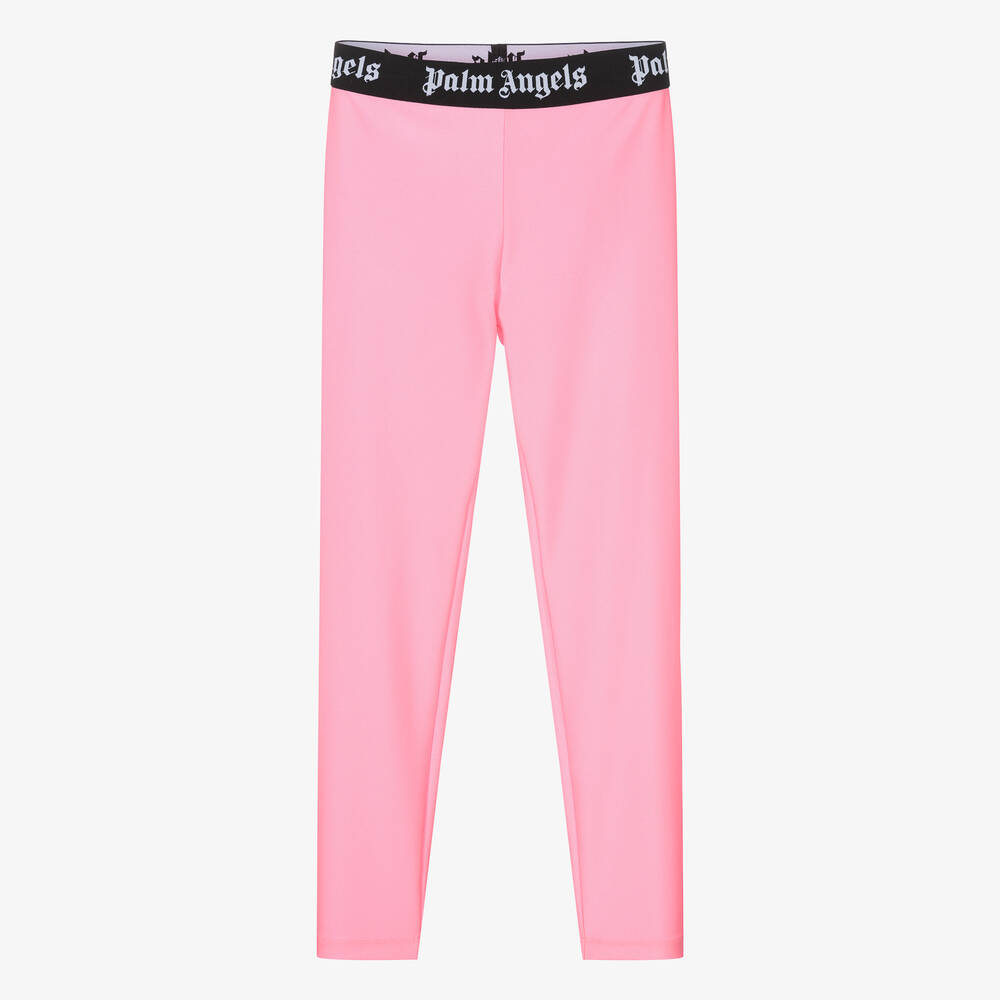 Shop Palm Angels Teen Girls Bright Pink Leggings