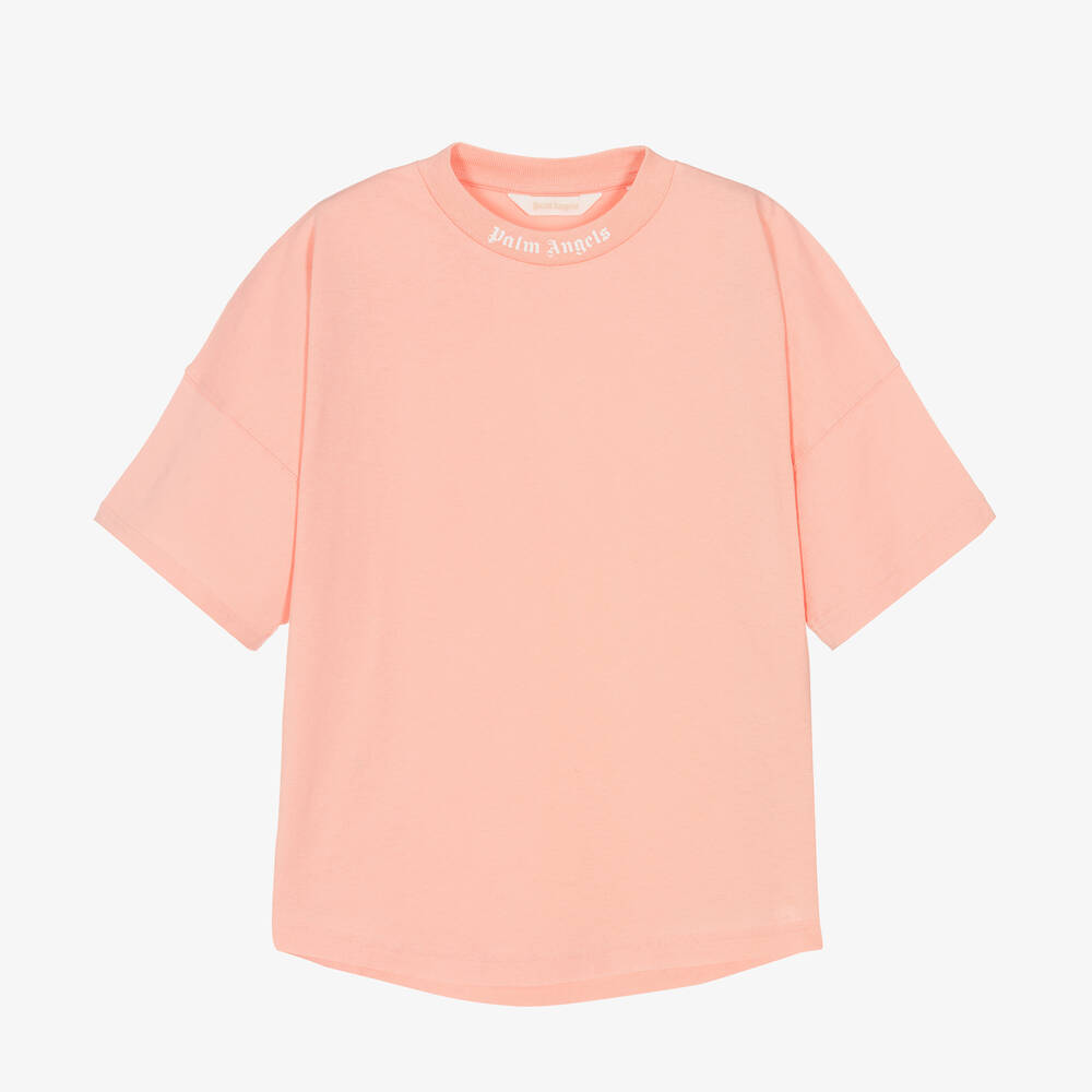 Palm Angels Teen Pale Pink Cotton T-shirt