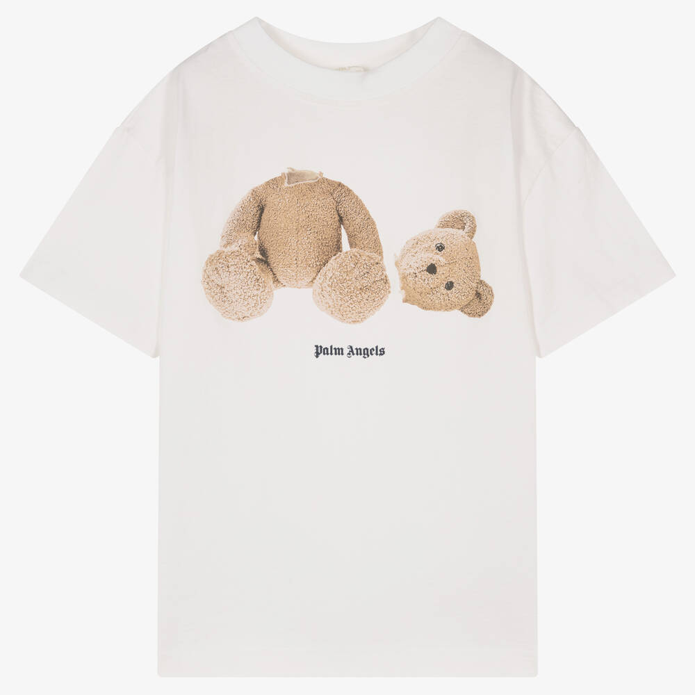 Palm Angels - Белая хлопковая футболка с медвежонком для подростков | Childrensalon