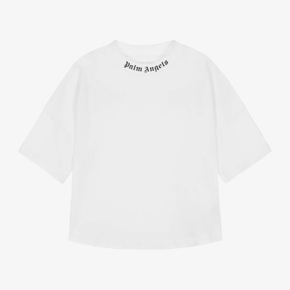 Palm Angels - White Cotton T-Shirt | Childrensalon