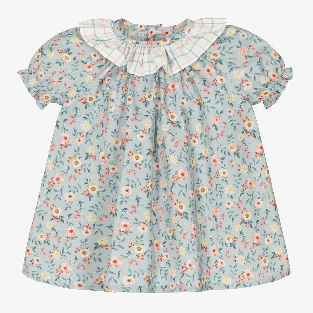 Paloma de la O - Baby Girls Blue Floral Dress | Childrensalon