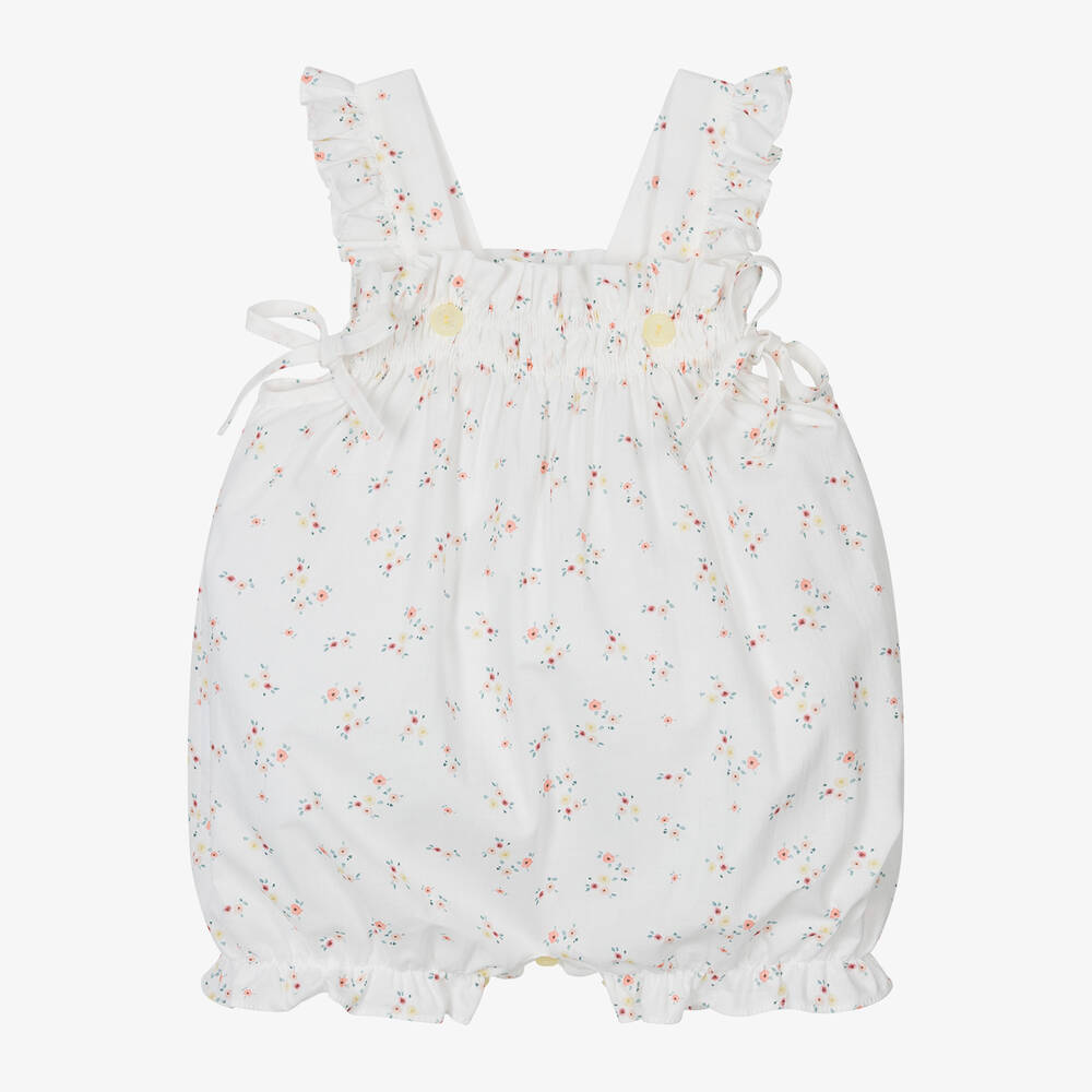 Paloma de la O - Baby Girls Ivory Floral Cotton Shortie | Childrensalon