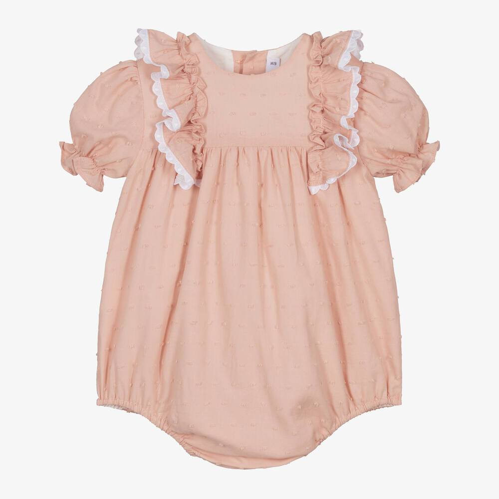 Paloma de la O - Baby Girls Pink Plumeti Cotton Shortie | Childrensalon