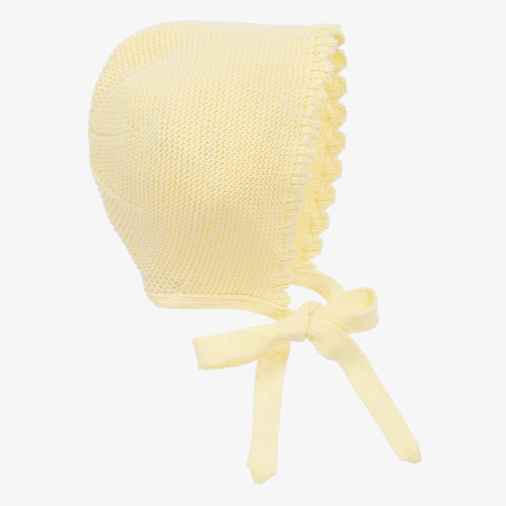 Paloma de la O - Baby Girls Yellow Cotton Knit Bonnet | Childrensalon