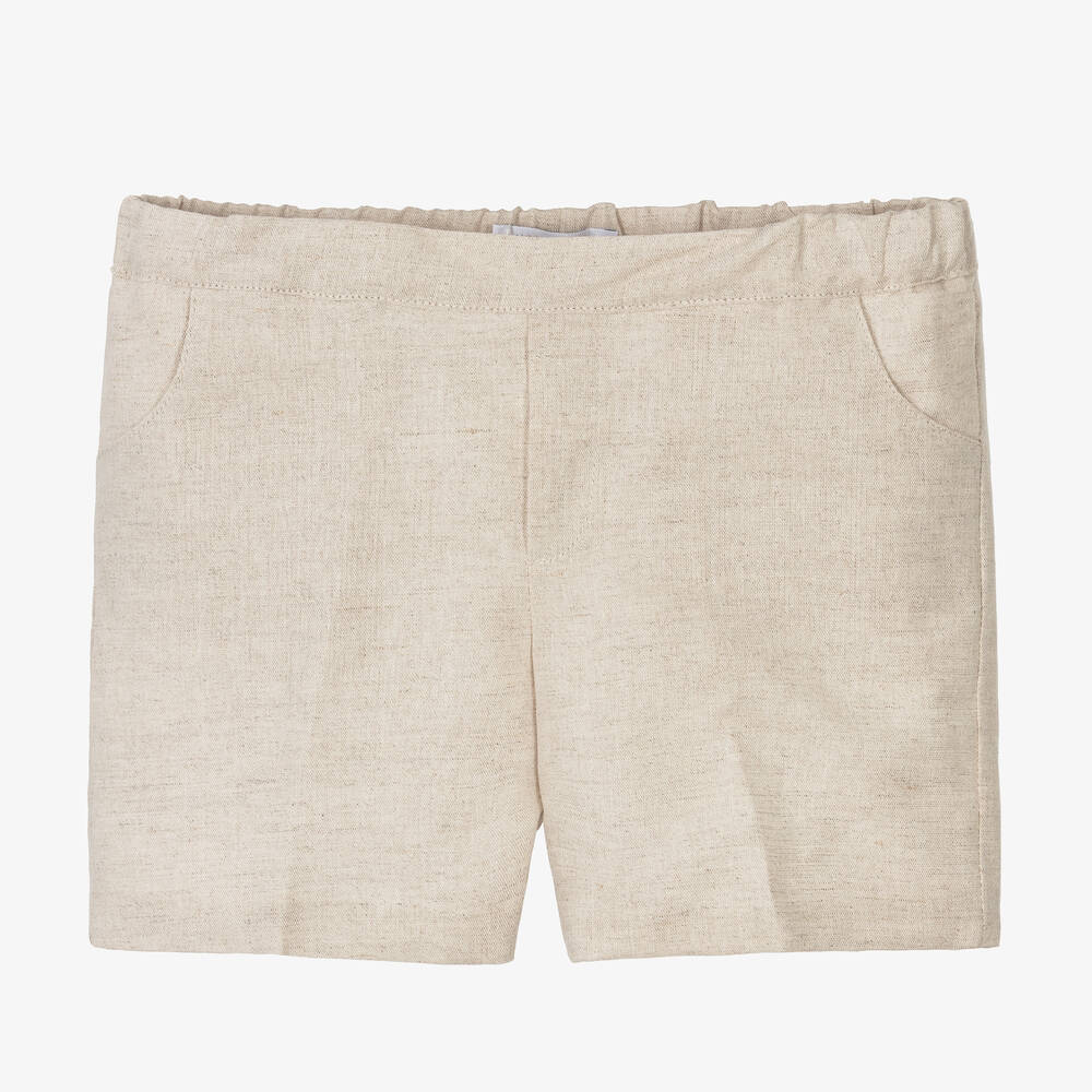 Shop Paloma De La O Boys Beige Linen & Cotton Shorts