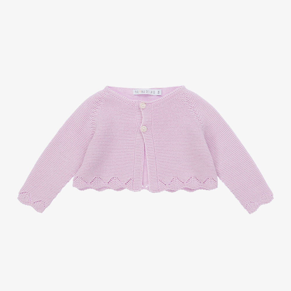 Paloma de la O - Girls Purple Knitted Cardigan | Childrensalon
