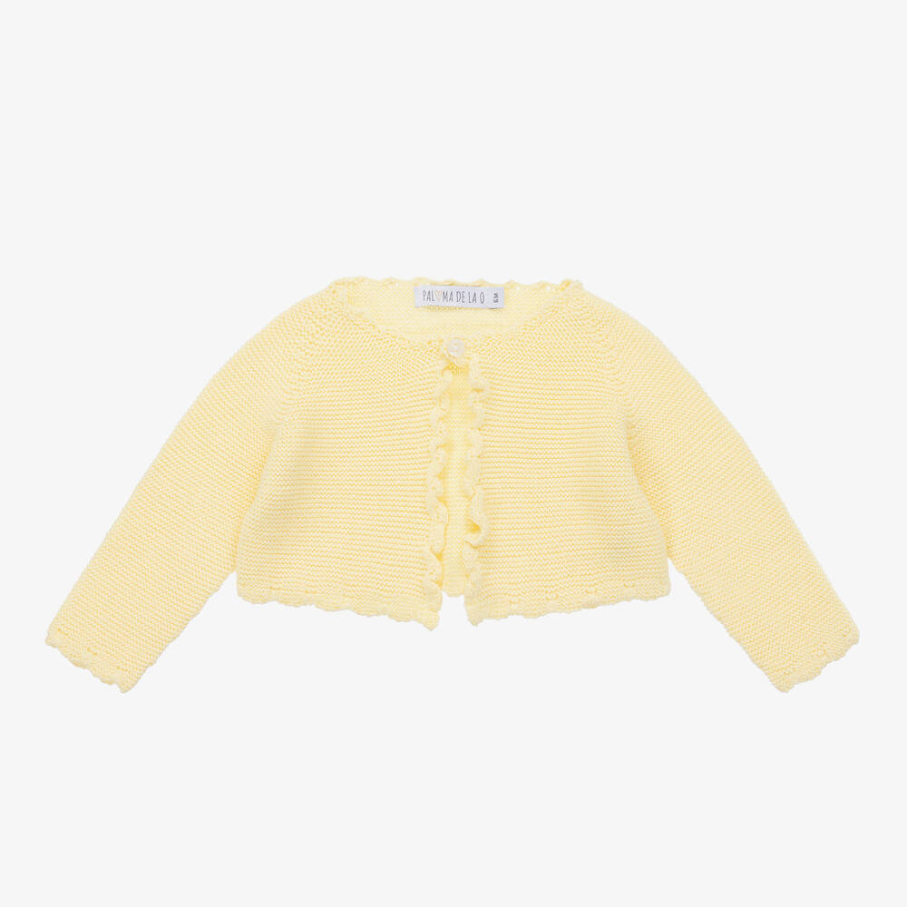 Paloma de la O - Girls Yellow Knitted Cardigan | Childrensalon