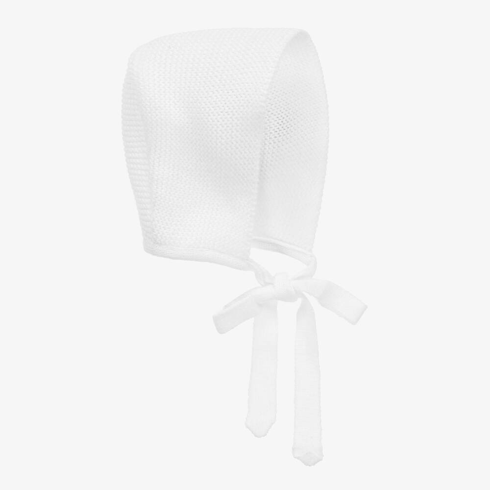 Paloma de la O - White Knitted Bonnet | Childrensalon