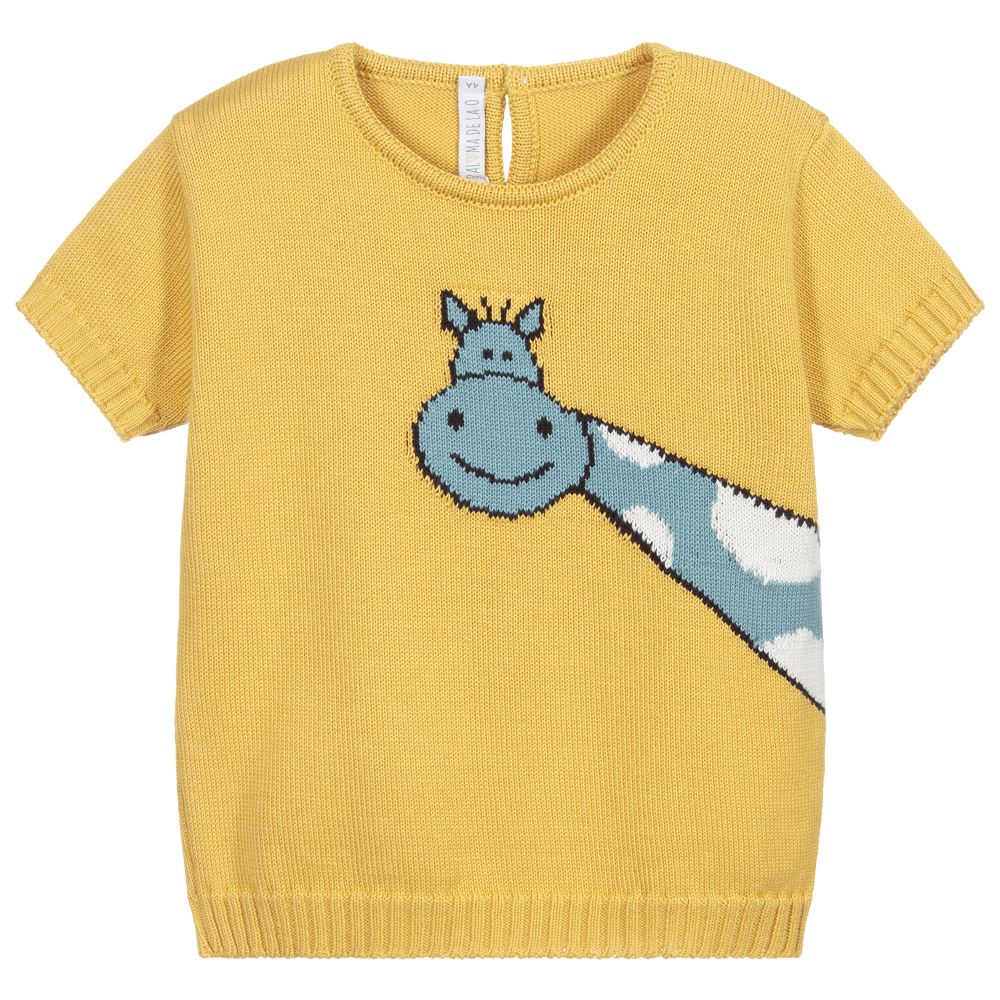 Paloma De La O Babies'  Boys Yellow Giraffe Sweater