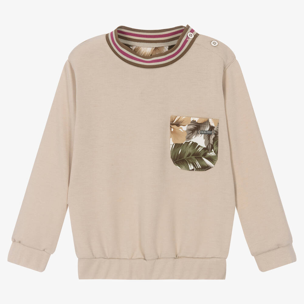 Pan Con Chocolate - Boys Beige Jersey Sweatshirt | Childrensalon