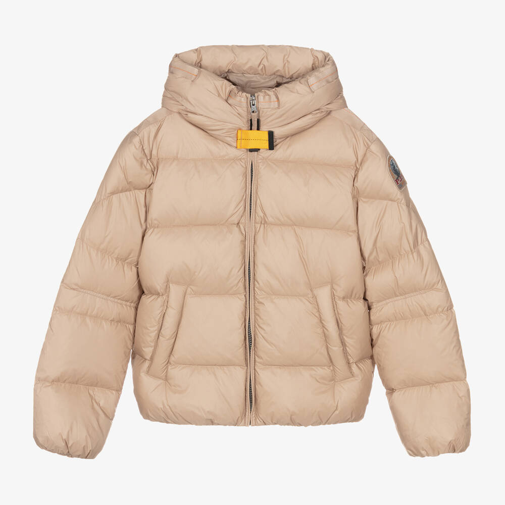 Parajumpers - Girls Beige Hooded Down Jacket | Childrensalon