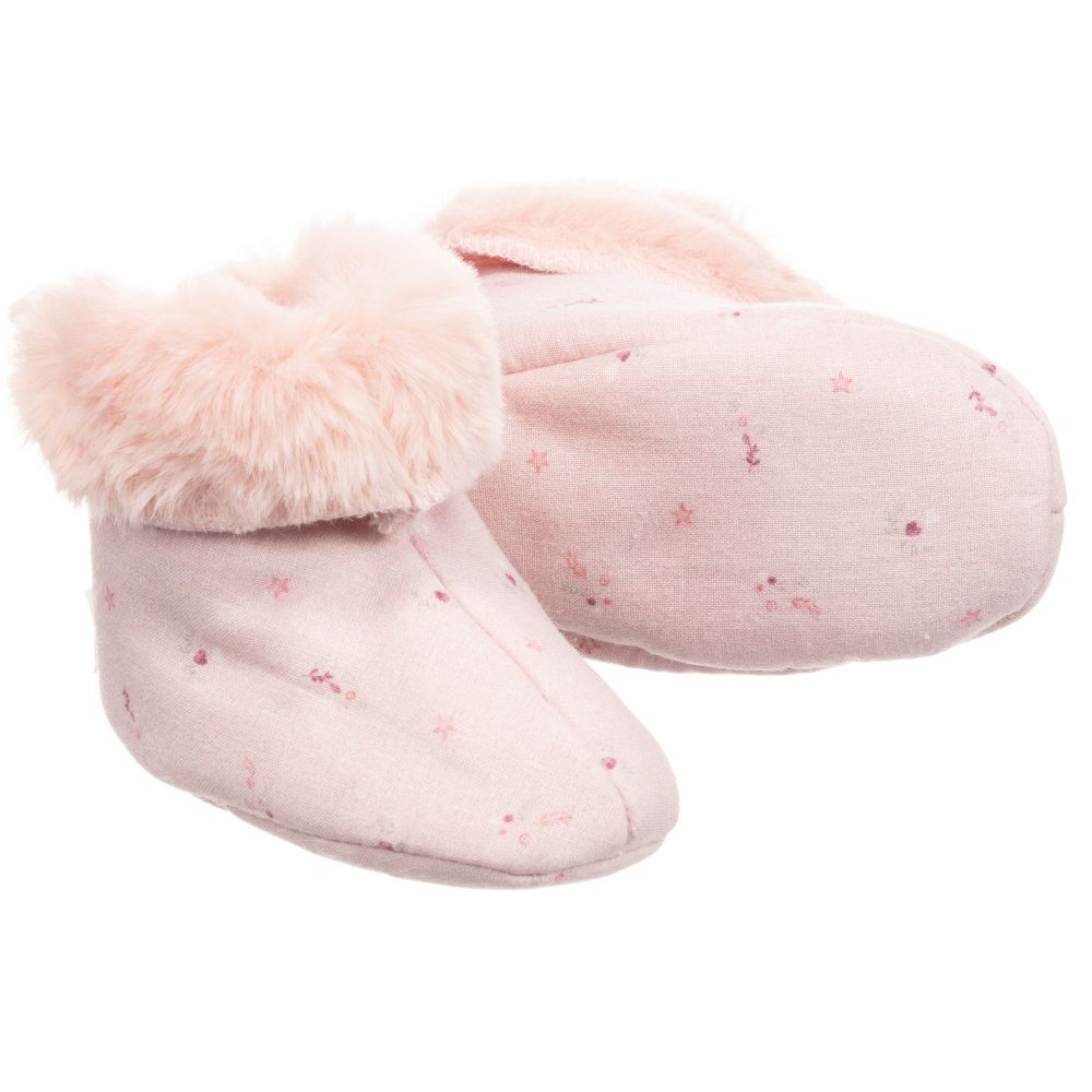 Pasito A Pasito Babies'  Girls Pink Cotton Booties