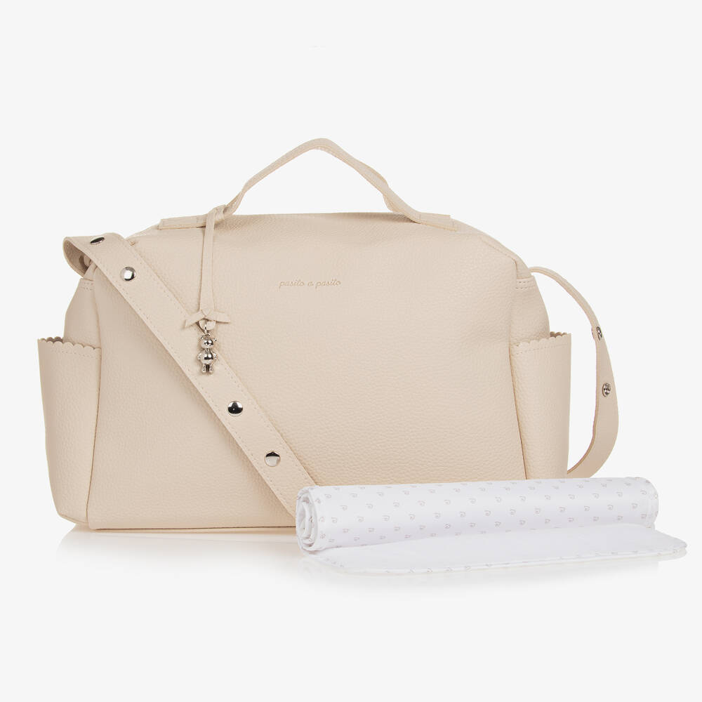 Pasito a Pasito - Ivory Faux Leather Changing Bag (35cm) | Childrensalon