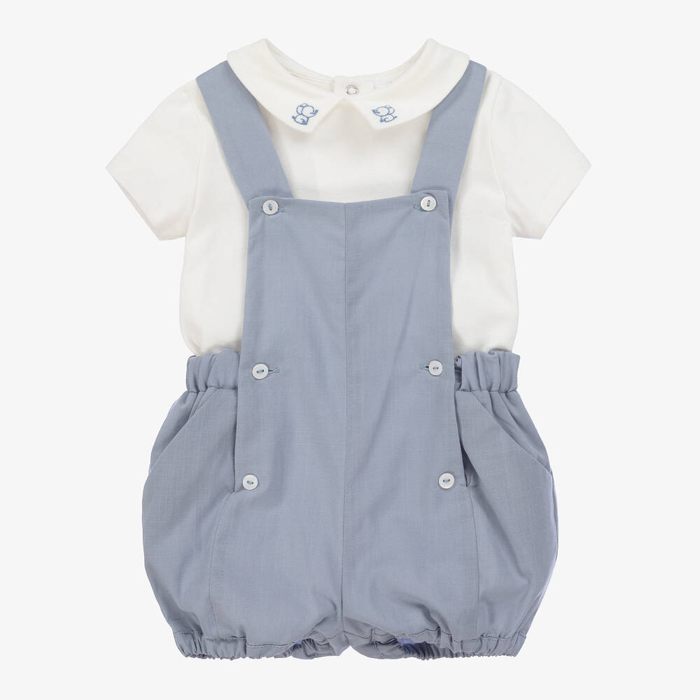 Patachou - Кремовая рубашка и голубые шорты из хлопка для малышей | Childrensalon