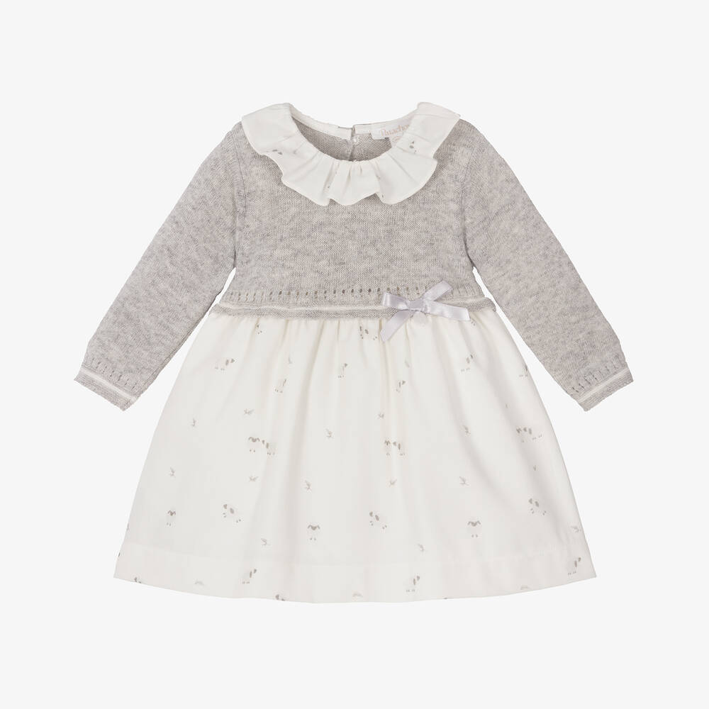 Patachou - Baby Girls Grey Wool & Cashmere Dress | Childrensalon