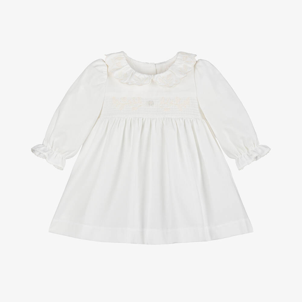 Patachou - Baby Girls Ivory Scallop Cotton Dress | Childrensalon