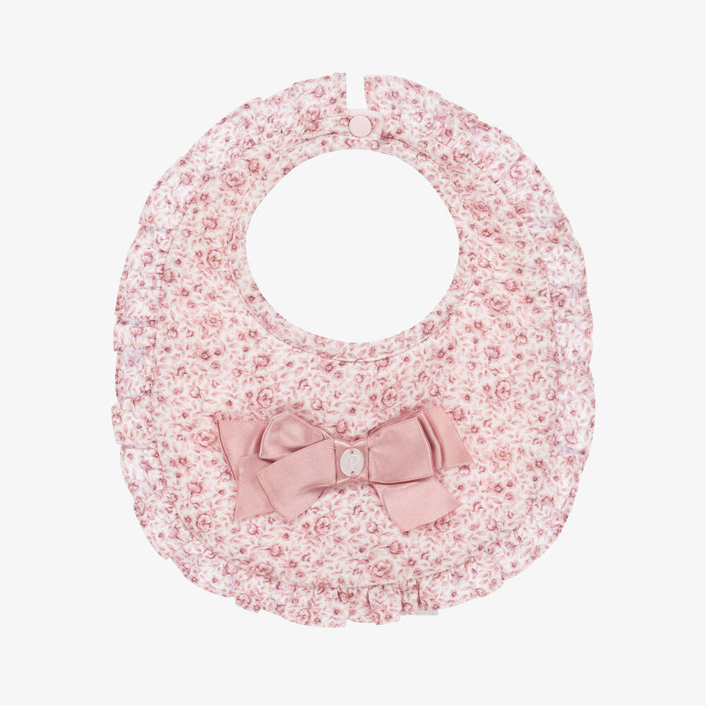 Patachou - Baby Girls Pink Floral Cotton Bib | Childrensalon