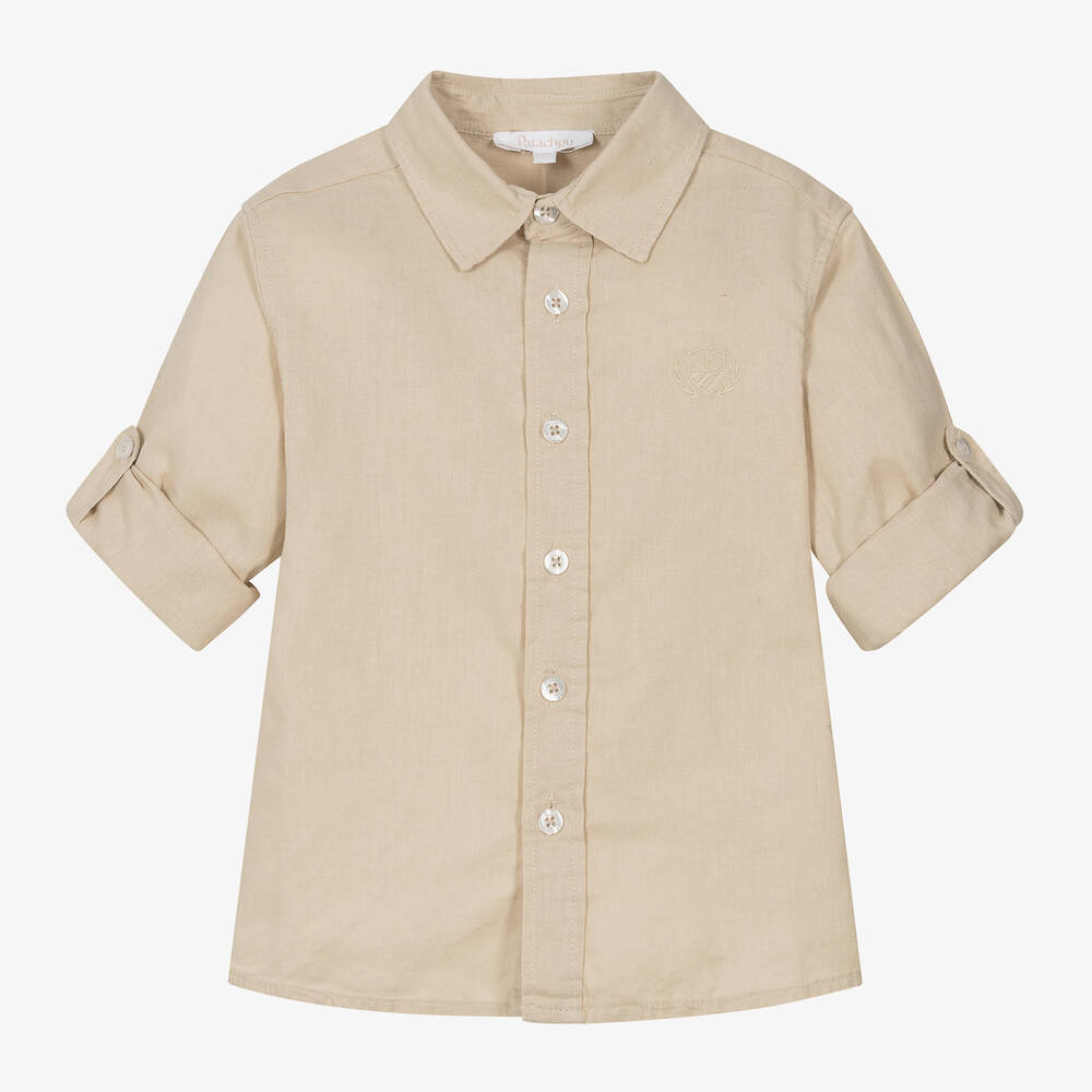 Patachou - قميص قطن وكتان لون بيج للأولاد | Childrensalon
