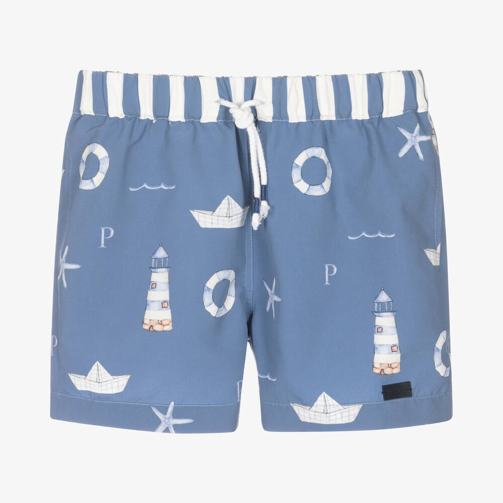 Patachou - Boys Blue Nautical Swim Shorts | Childrensalon