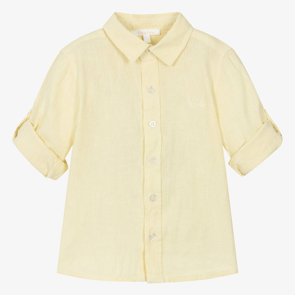 Patachou - Boys Pastel Yellow Linen & Cotton Shirt | Childrensalon
