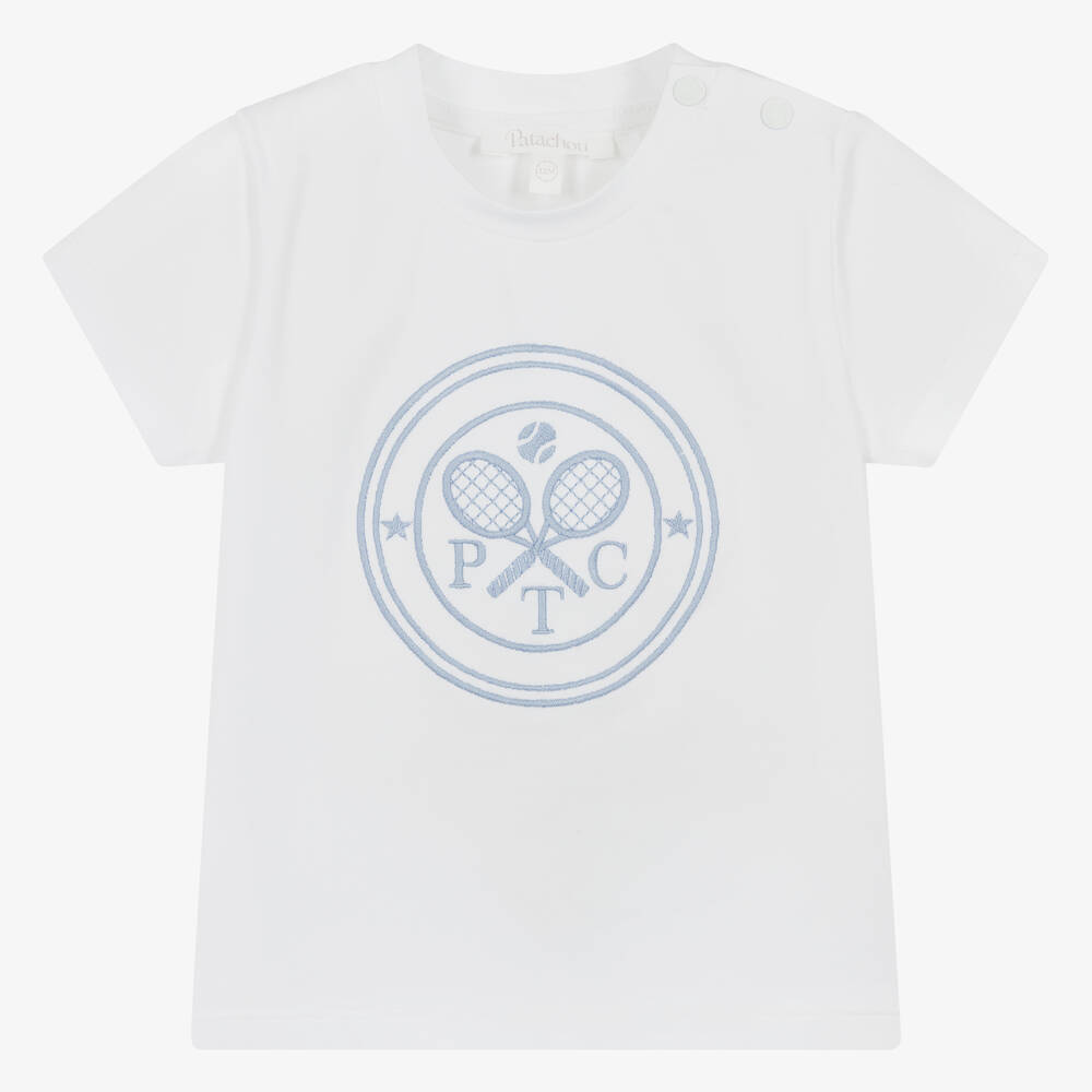 Patachou - T-shirt coton blanc raquette de tennis | Childrensalon