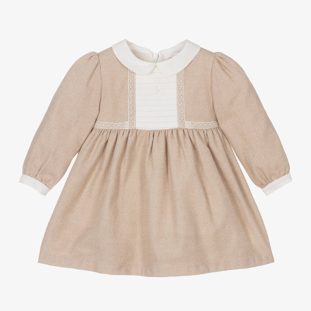 Patachou - Girls Beige Cotton Twill Dress | Childrensalon