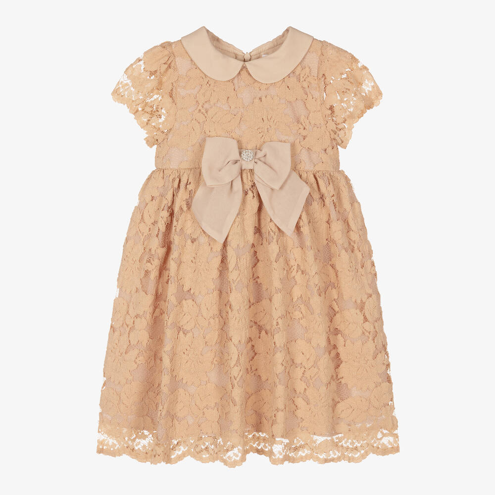 Patachou Babies' Girls Beige Lace & Chiffon Dress