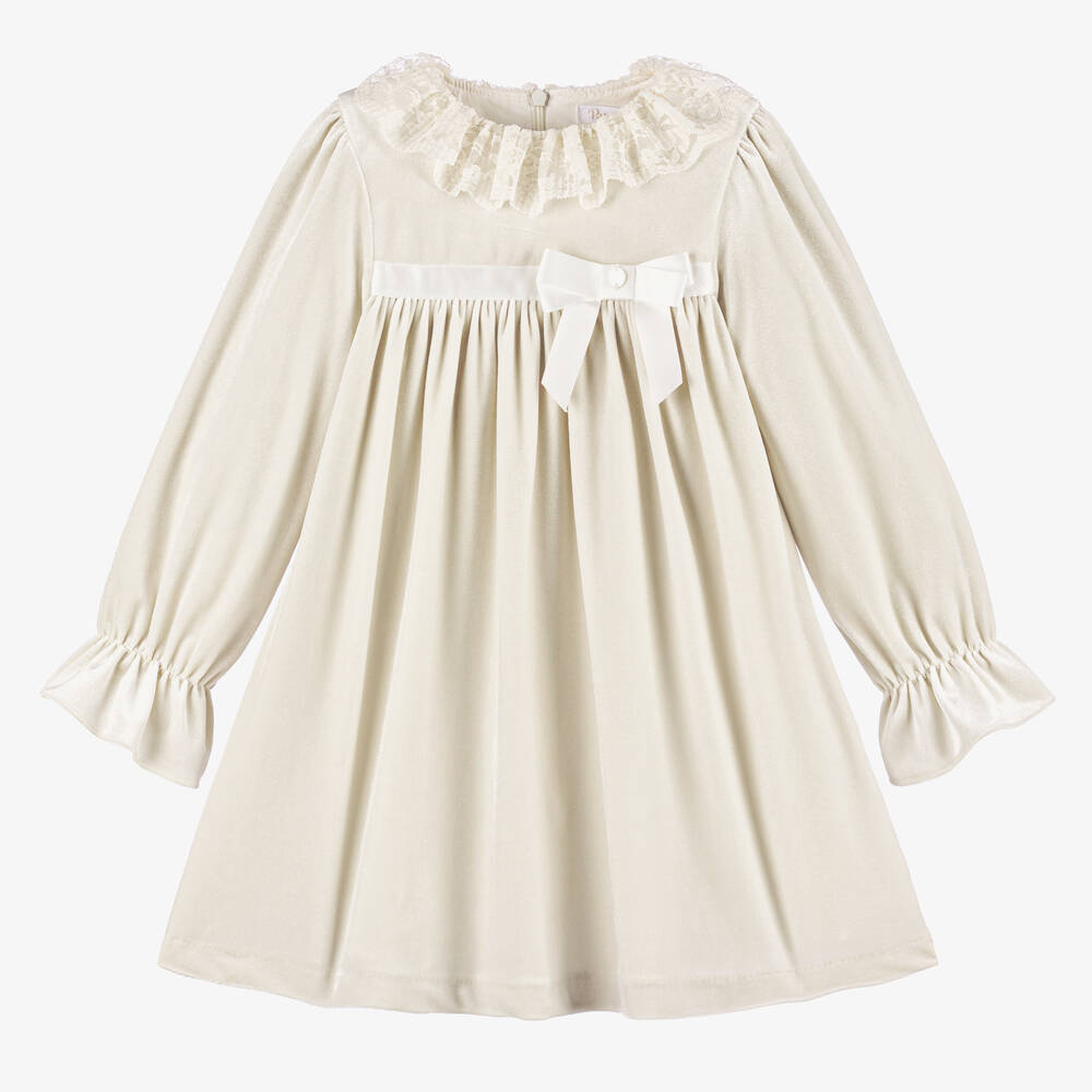 Patachou - Girls Beige Velour Dress | Childrensalon