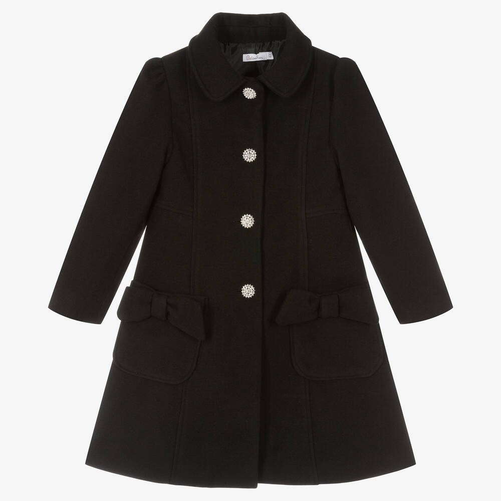 Patachou - Черное фетровое пальто для девочек | Childrensalon