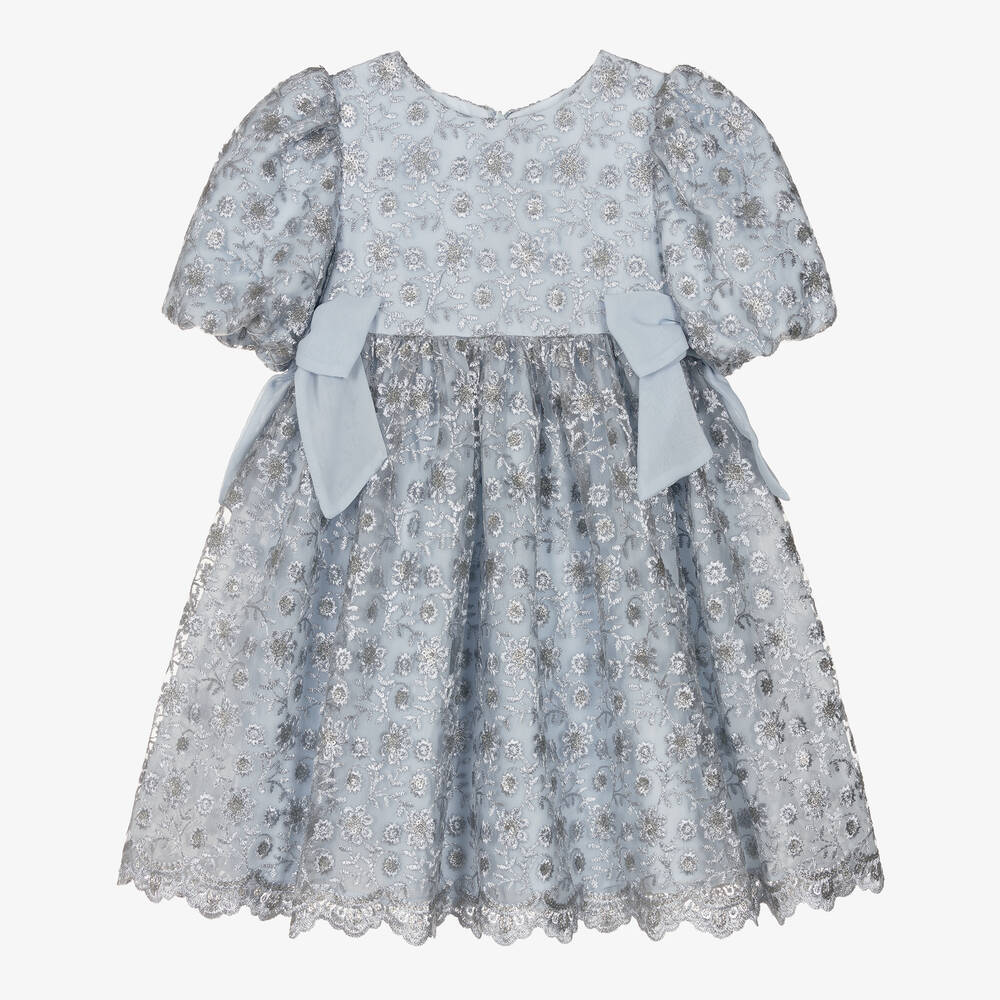Patachou - Голубое платье из тюля с вышивкой | Childrensalon