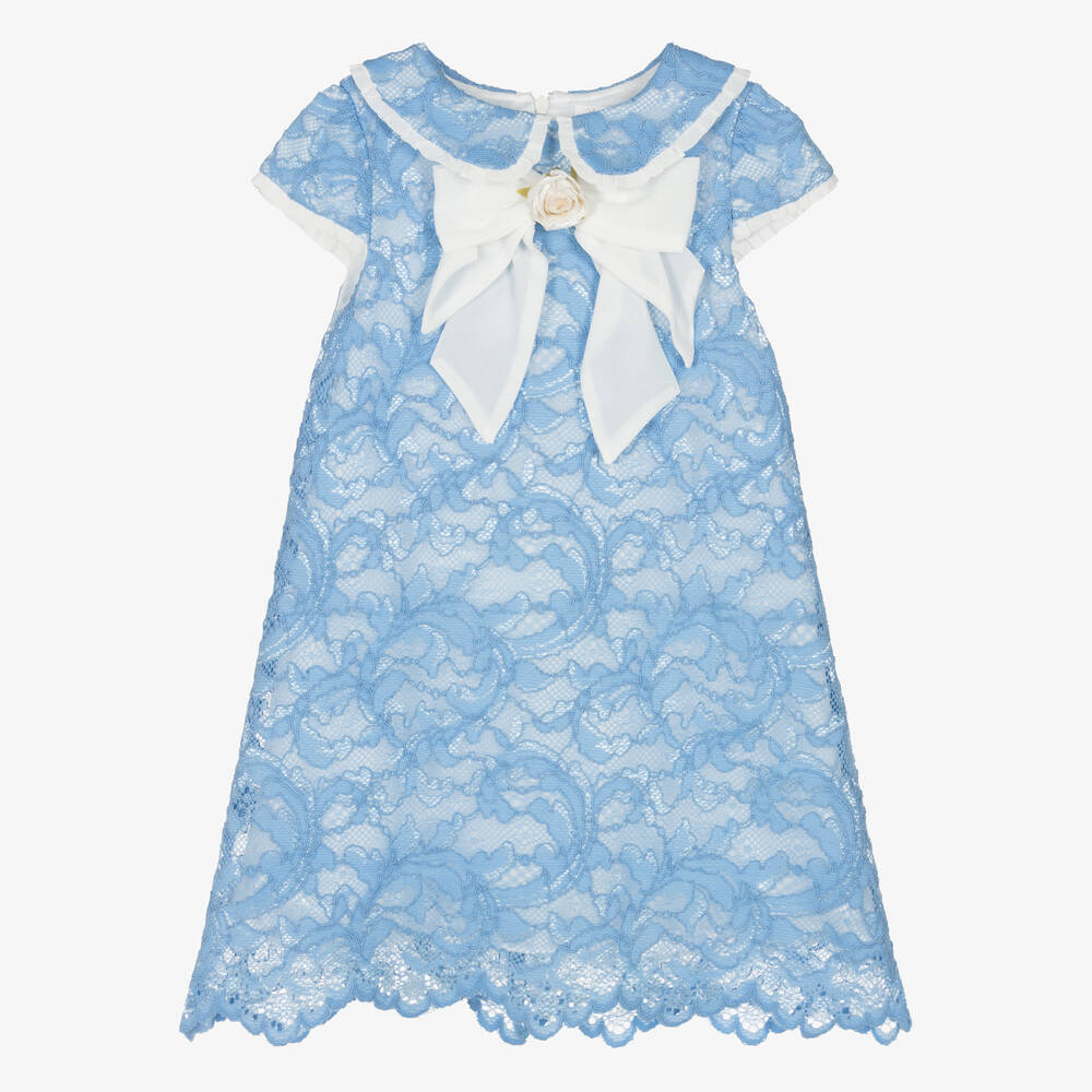 Patachou - Girls Blue Lace Dress | Childrensalon