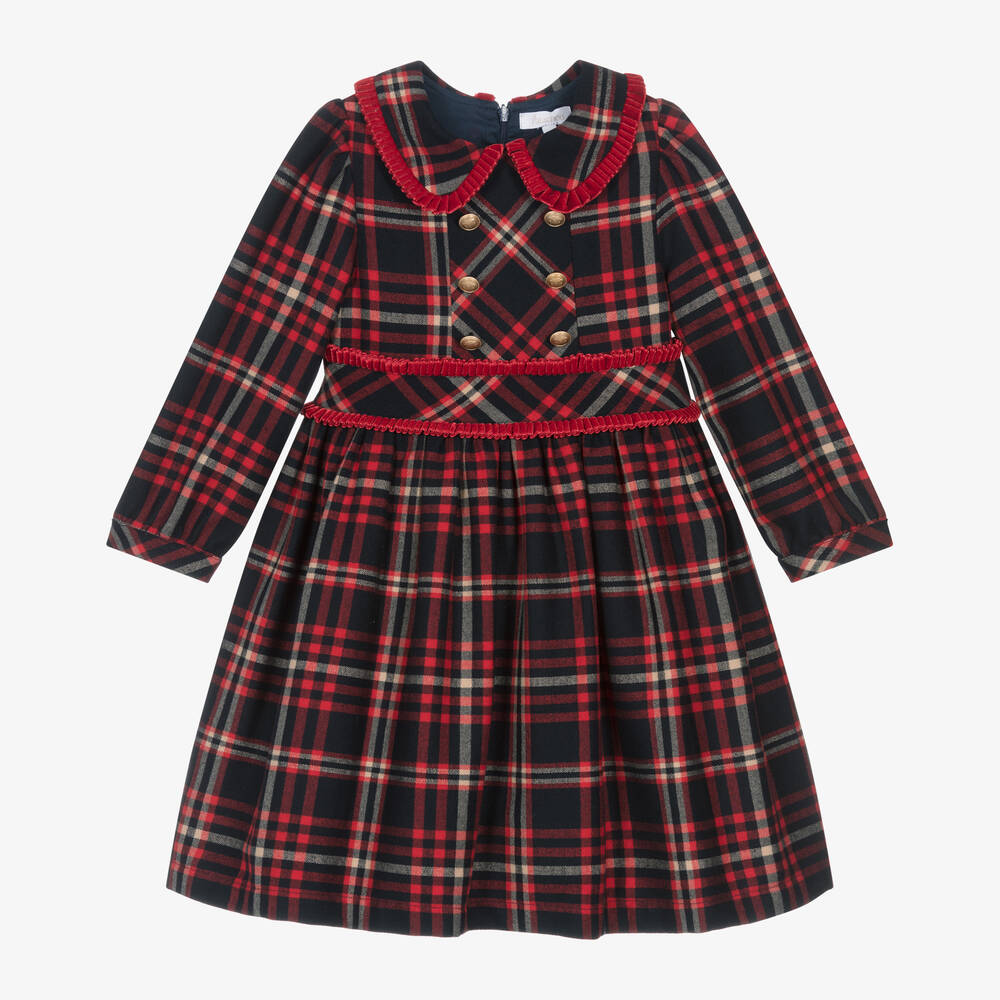 Patachou - Girls Blue & Red Tartan Dress | Childrensalon