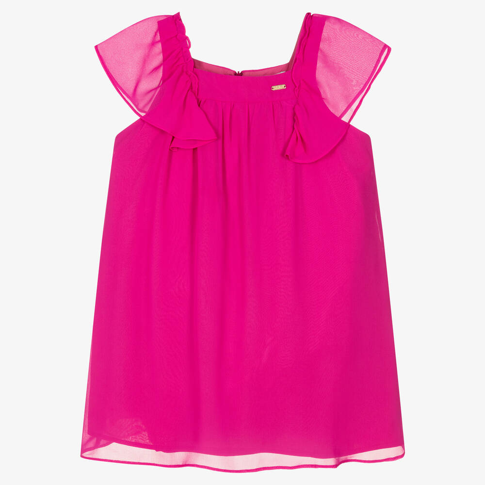 Patachou - Girls Fuchsia Pink Chiffon Dress | Childrensalon