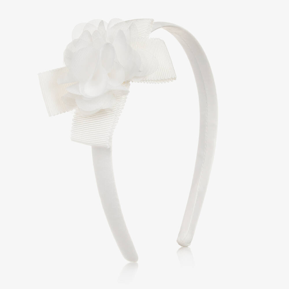 Patachou Kids' Girls Ivory Chiffon Flower Hairband In White