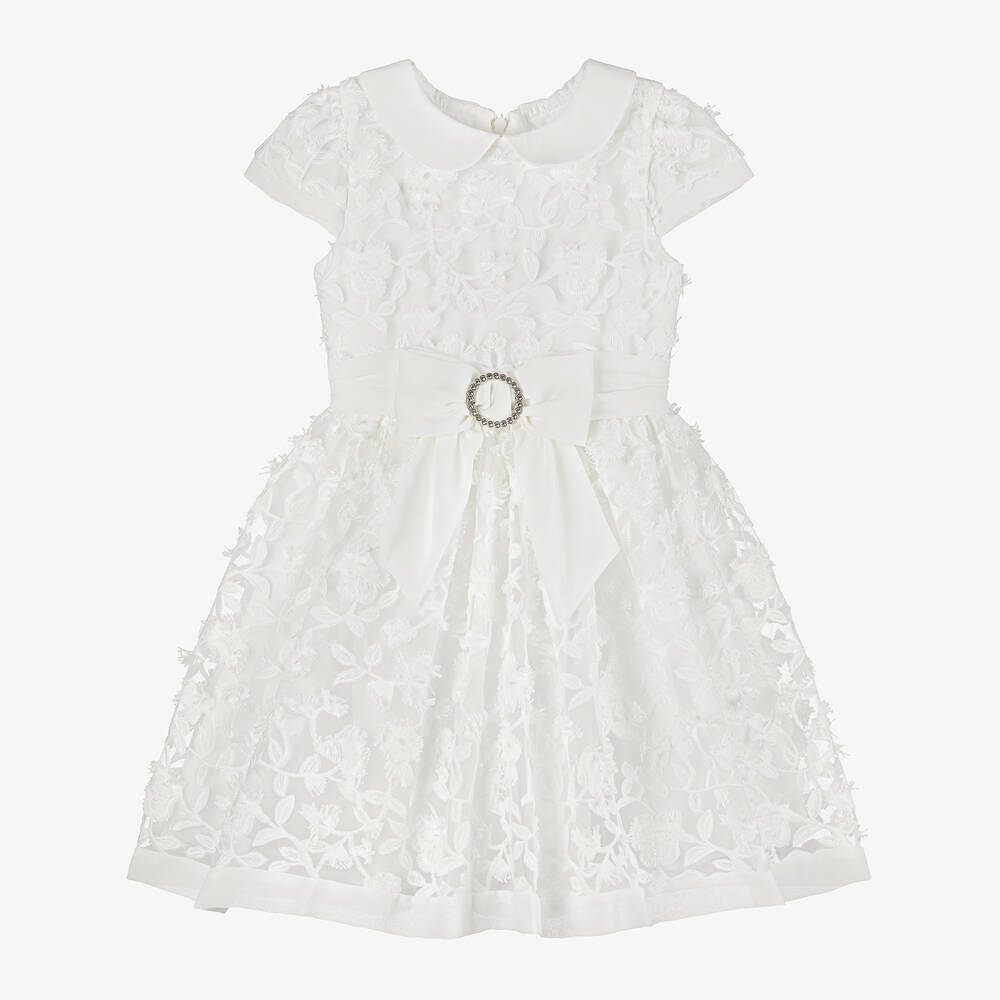 Patachou - Girls Ivory Embroidered Lace Dress | Childrensalon