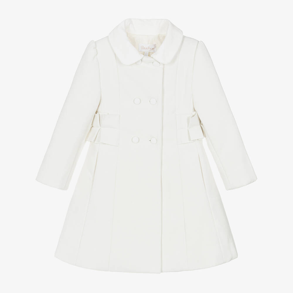 Patachou - Girls Ivory Felted Ruffle Coat | Childrensalon