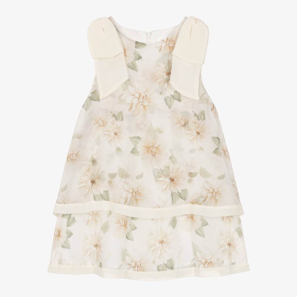 Patachou Babies' Girls Ivory Floral Chiffon Dress