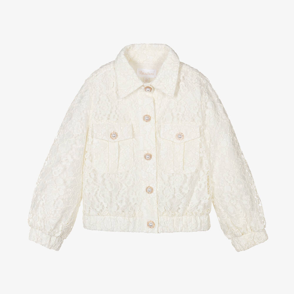 Patachou - Кремовая куртка с кружевным цветочным узором | Childrensalon