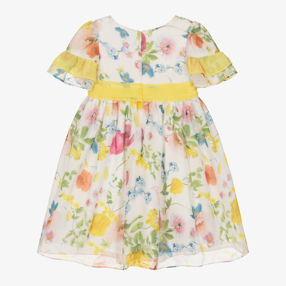 Patachou - Girls Ivory Floral Print Chiffon Dress | Childrensalon