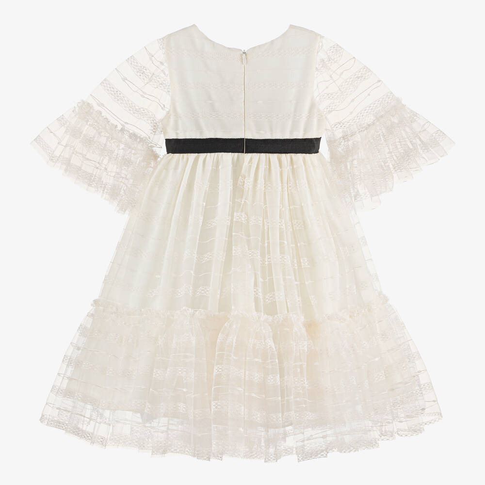 Patachou - Girls Ivory Tulle & Chiffon Dress | Childrensalon